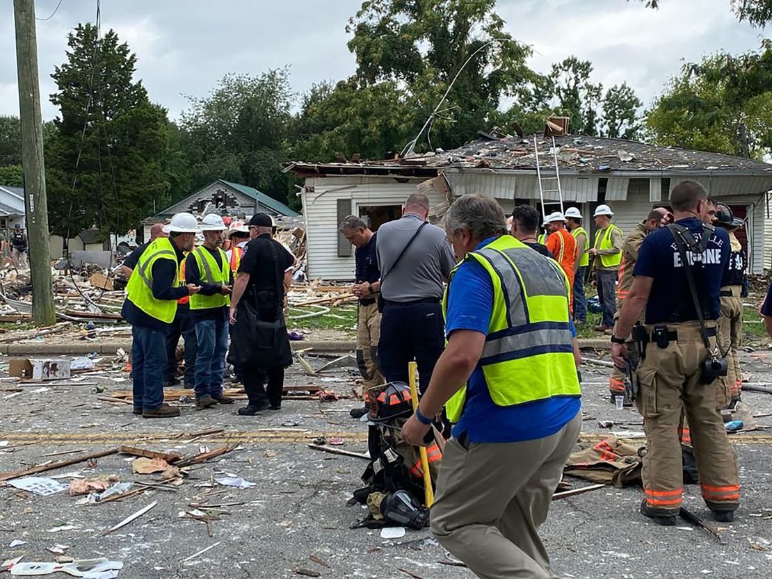 Responders survey the damage.