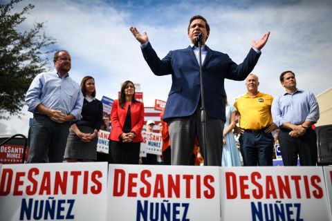 DeSantis attends a campaign rally in Orlando in 2018.