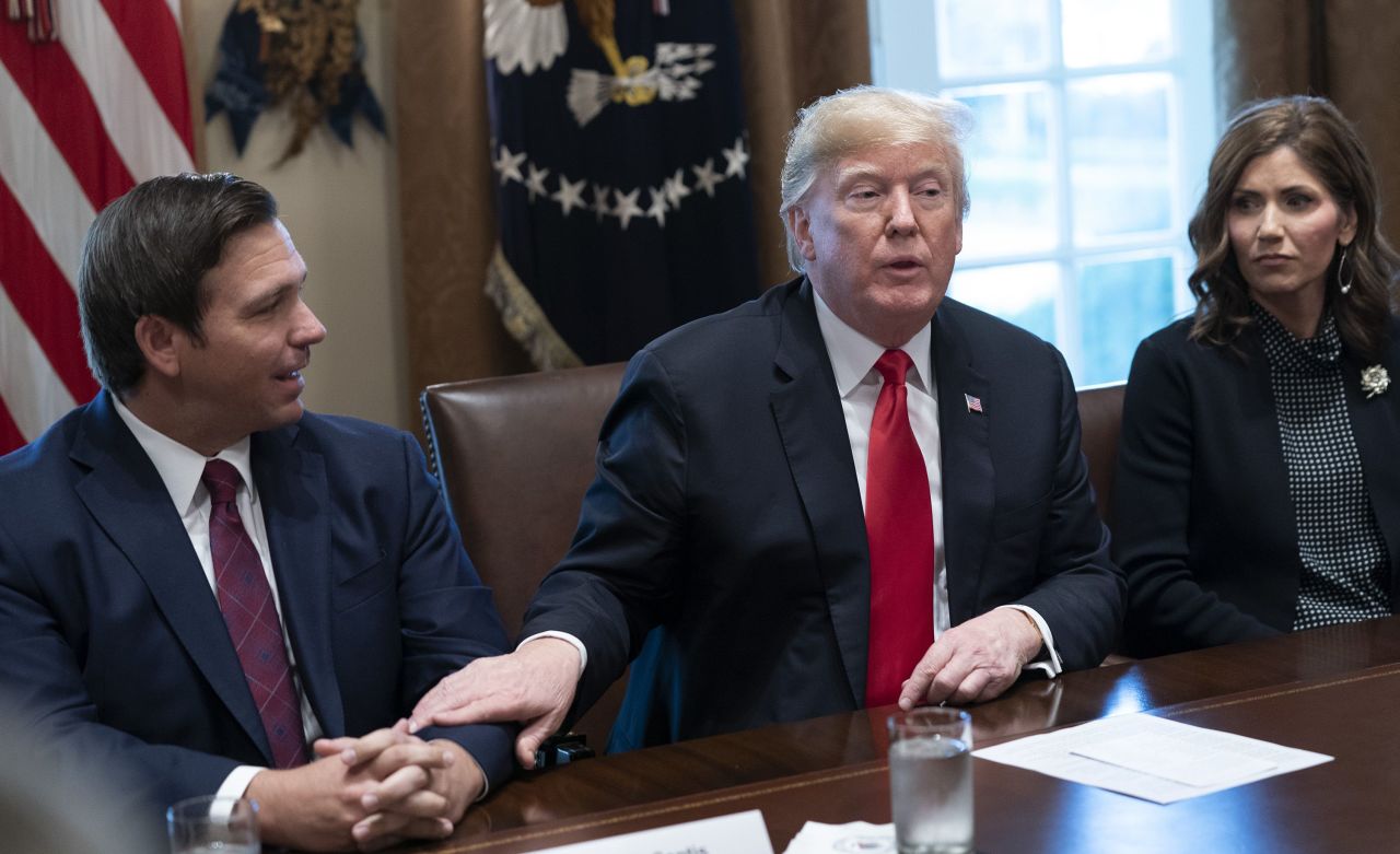 Trump congratulates DeSantis on his win in December 2018. DeSantis and other governors-elect were meeting with Trump at the White House.