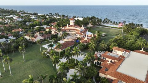 An aerial view of former President Donald Trump's Mar-a-Lago estate is pictured August 10 in Palm Beach, Florida.