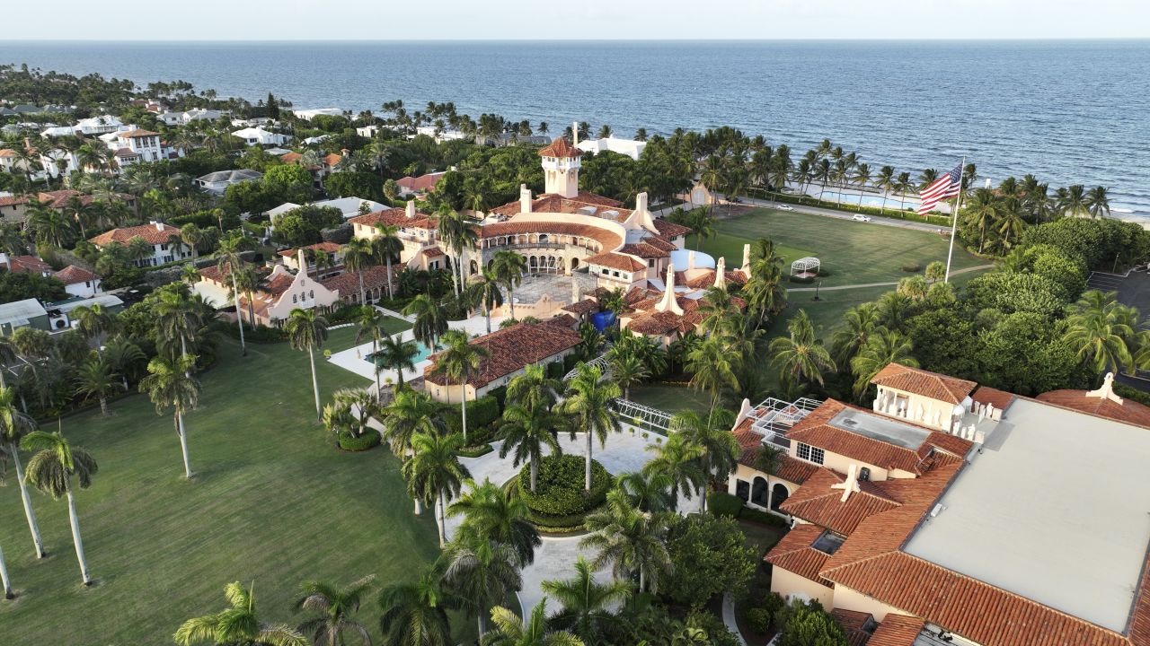 An aerial view of President Donald Trump's Mar-a-Lago estate is pictured, Wednesday, August 10, 2022, in Palm Beach, Florida. 