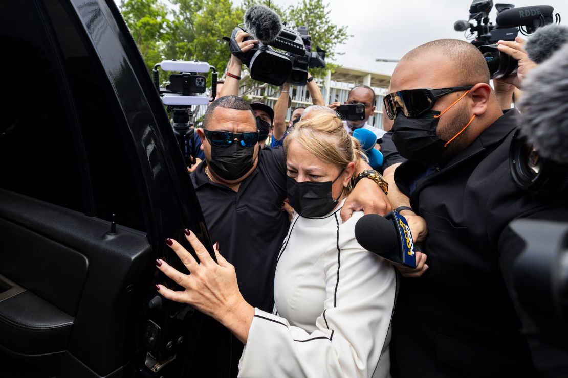 Former governor of Puerto Rico Wanda Vázquez leaves court in San Juan after her arrest on bribery charges August 4, 2022.