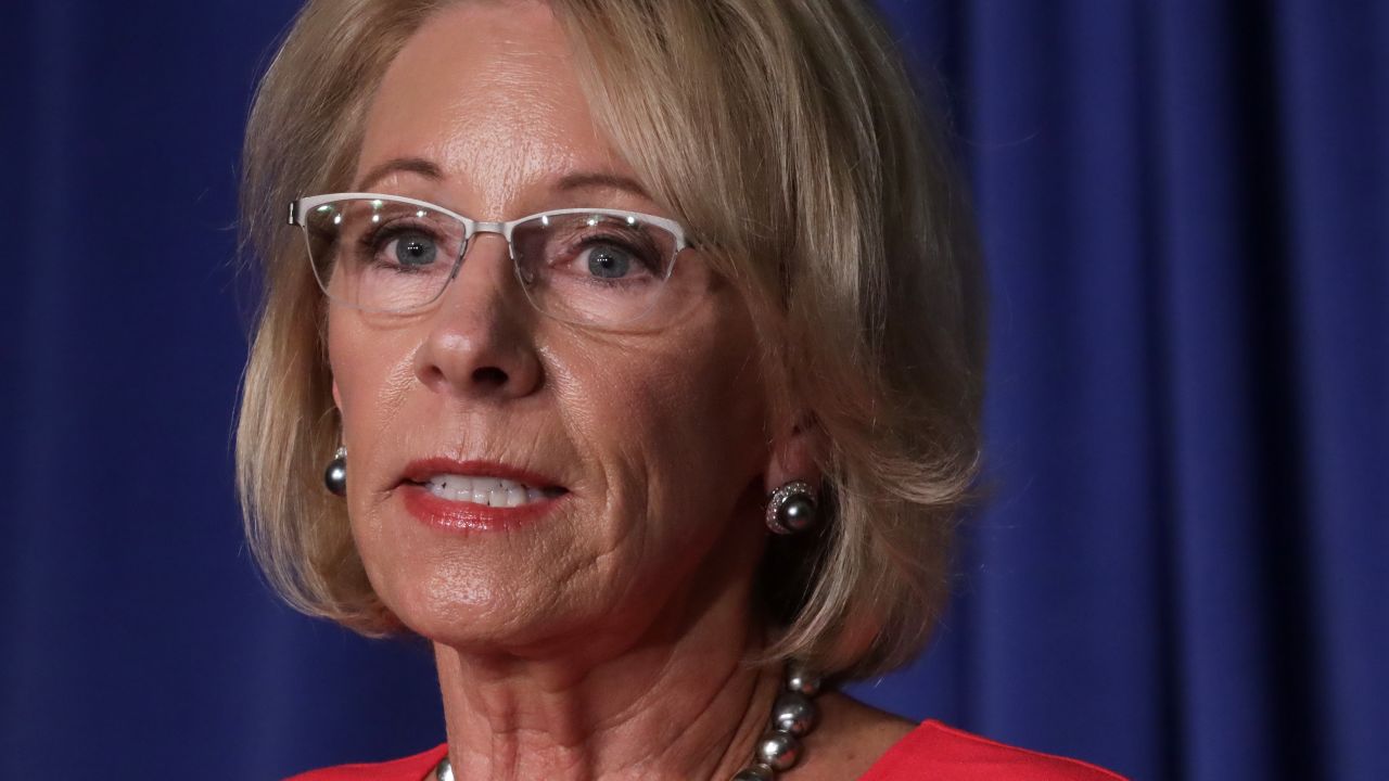 Betsy DeVos speaks during a White House  press briefing in July 2020.