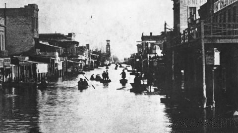 This 1861 photo shows flooding in Sacramento. 