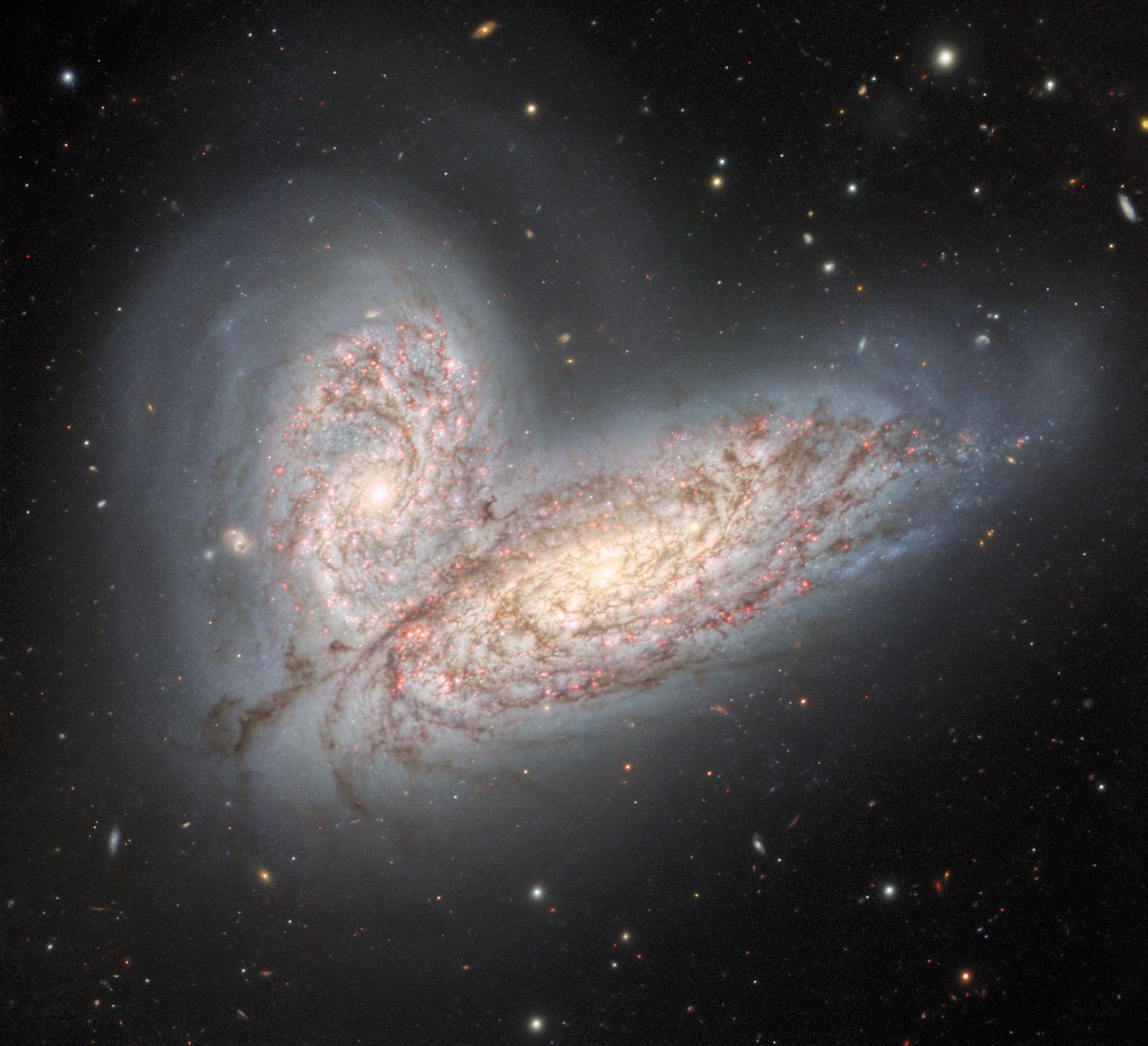 Two colliding galaxies captured by the Gemini North telescope.