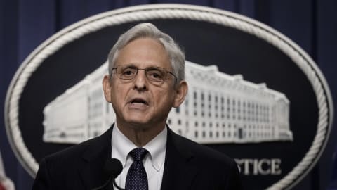 WASHINGTON, DC - AUGUST 11: U.S. Attorney General Merrick Garland delivers a statement at the U.S. Department of Justice August 11, 2022 in Washington, DC. Garland addressed the FBI's recent search of former President Donald Trump's Mar-a-Lago residence, announcing the Justice Department has filed a motion to unseal the search warrant as well as a property receipt for what was taken. (Photo by Drew Angerer/Getty Images)