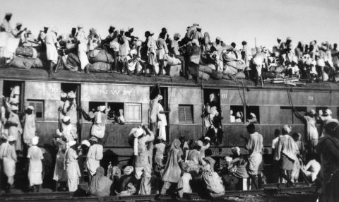 Hundreds of Muslim refugees crowd on top of a train leaving New Delhi for Pakistan in September 1947. Partition led to millions being forced to migrate across the subcontinent. It's estimated that 500,000 to 2 million people perished in partition.