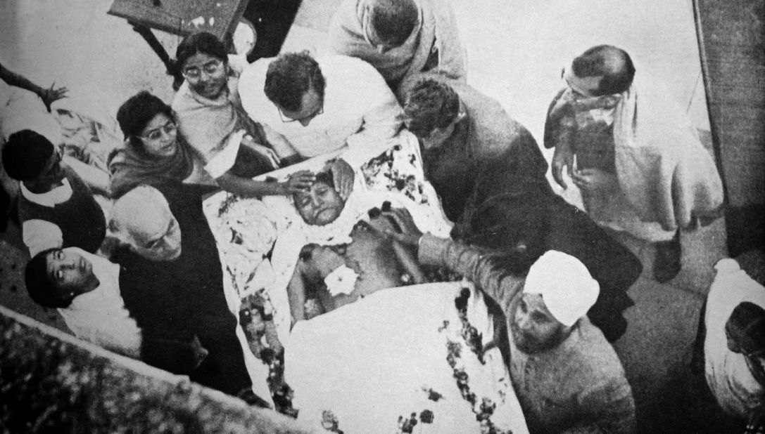 The funeral for Mohandas Karamchand Gandhi is held on January 30, 1948, following his assassination. Gandhi is credited for leading India to independence and inspiring civil rights movements around the world. 