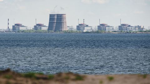 A view of the Zaporizhzhia plant from Nikopol, across the Dnipro River.