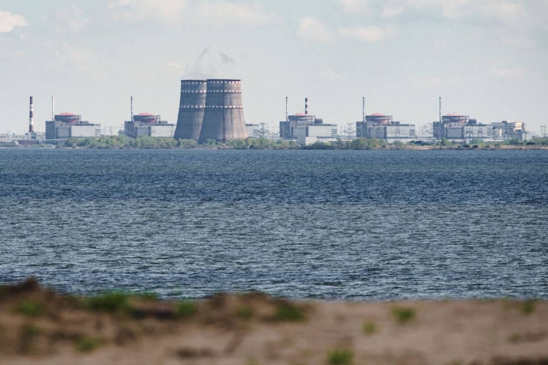 A view of the Zaporizhzhia plant from Nikopol, across the Dnipro River.