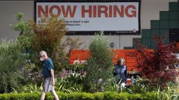 A "now hiring" sign is posted at a Home Depot store on August 05, 2022 in San Rafael, California. According to data released by the Bureau of Labor Statistics, the U.S. economy added 528,000 jobs in July, far more than the 250,000 expected by analysts. The national unemployment rate dropped to 3.5%.