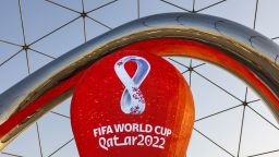 A countdown installation for the upcoming 2022 FIFA World Cup in Doha, Qatar, on Thursday, June 23, 2022. 