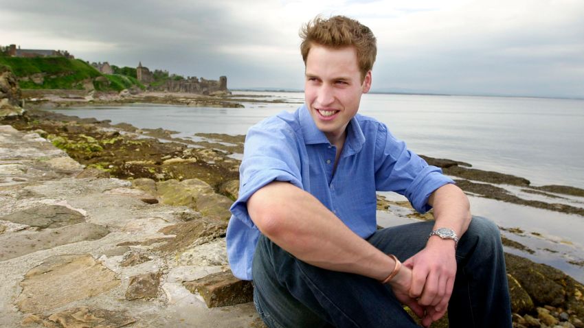 Prince William posing on a beach near his university home.