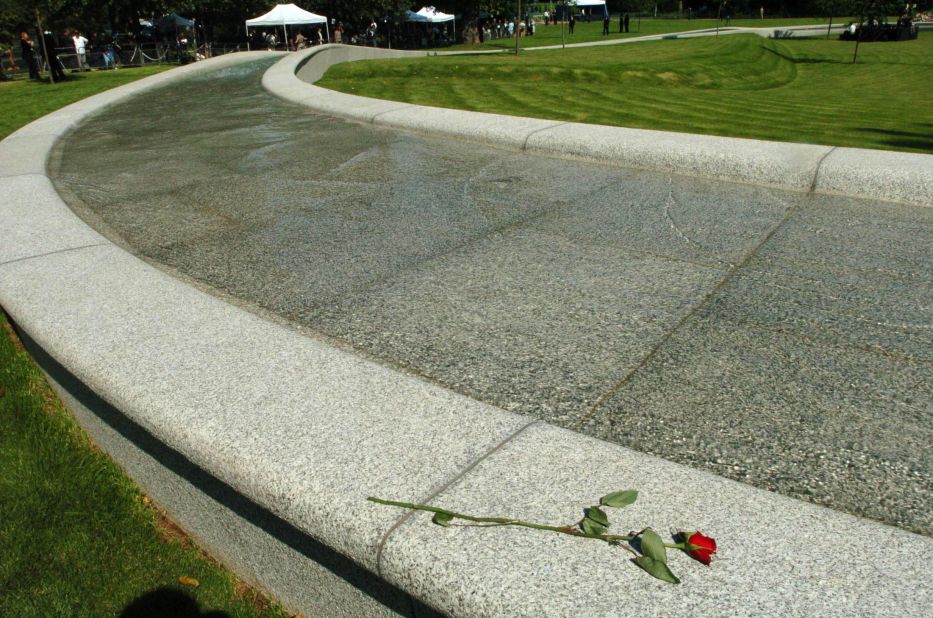 A rose is placed on a memorial fountain that was dedicated to Diana in London's Hyde Park in 2004.