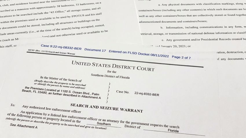 The FBI's unsealed search warrant for former President Donald Trump's Mar-a-Lago estate in Palm Beach, Fla., is photographed Friday, Aug. 12, 2022.