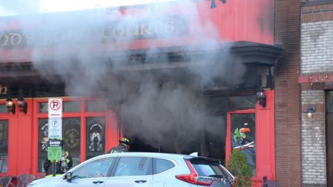 Firefighters at Ireland's Four Courts pub and restaurant in Arlington after a vehicle crashed into the building.