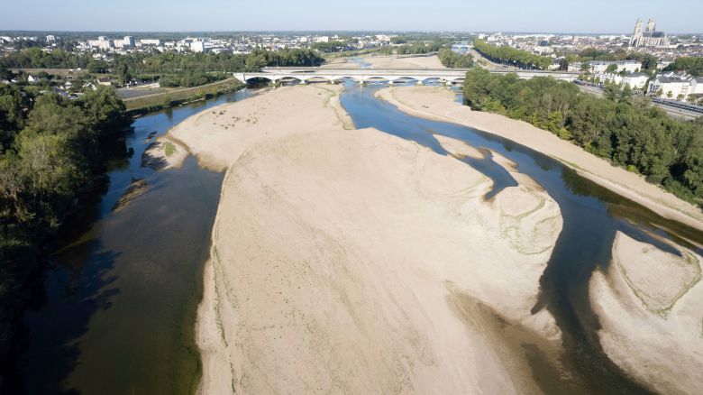 The Loire in France is almost completely dried up in areas.