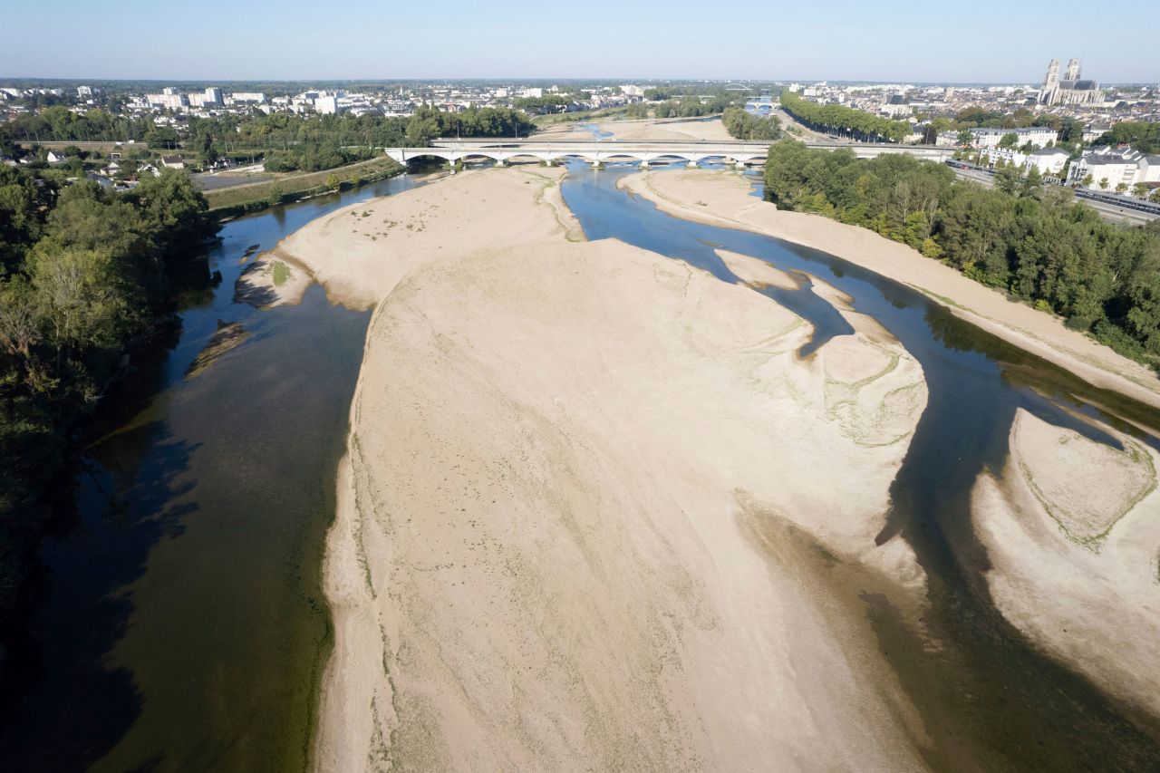 <strong>Laying low:</strong> The Loire in France has almost disappeared in places.