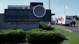FILE PHOTO: A FedEx truck is inspected outside of the front gate of the FBI's Cincinnati Field Office, after police closed off Interstate 71 North after reports of a suspect attempting to attack the FBI building, in Cincinnati, Ohio, U.S., August 11, 2022.  REUTERS/Jeffrey Dean/File Photo
