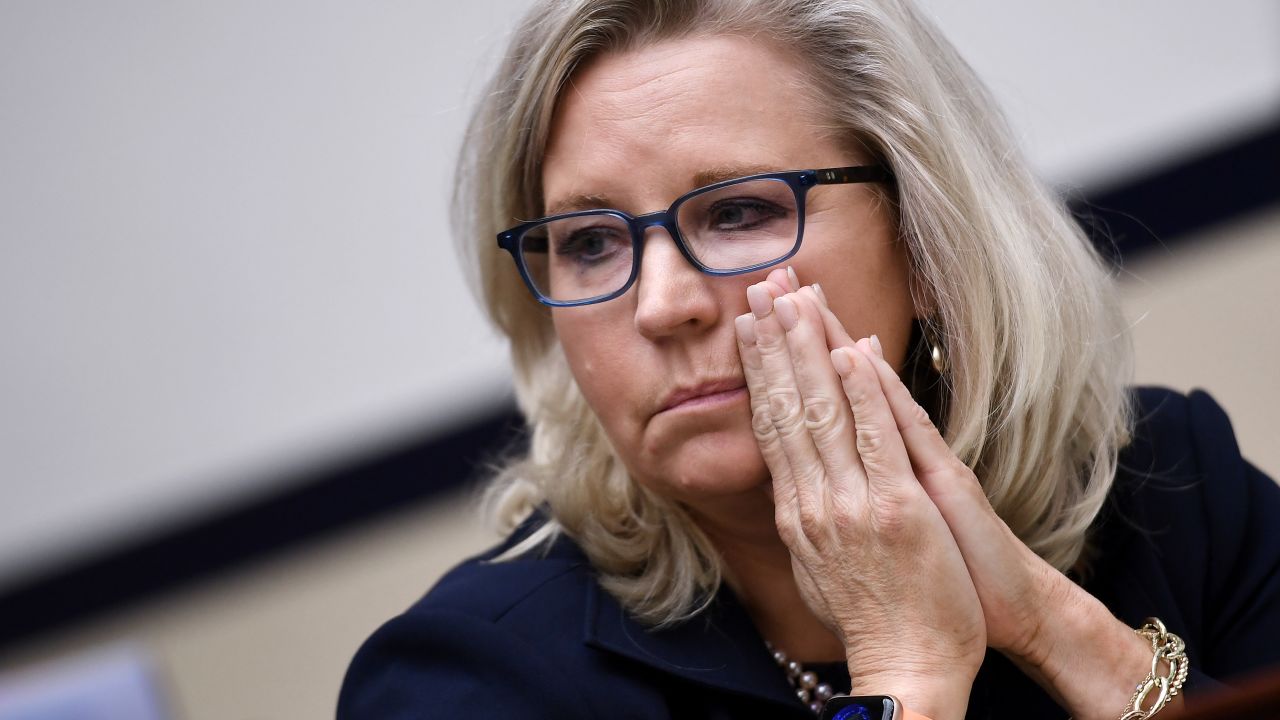 Representative Liz Cheney, a Republican from Wyoming, listens during a House Armed Services Committee hearing in Washington, D.C., U.S., on Wednesday, Sept. 29, 2021. The top U.S. military leaders yesterday pointed rare criticism at key decisions by Presidents Trump and Biden which they said undermined Afghanistan's military and made it harder for American troops to remain as the nation's government collapsed. Photographer: Olivier Douliery/AFP/Bloomberg via Getty Images