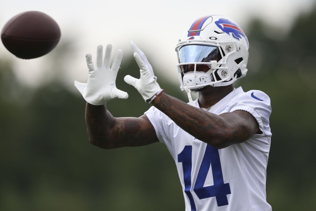 Stefon Diggs makes a catch during Bills training camp.