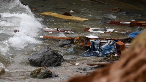 Wreckage and debris floated ashore.