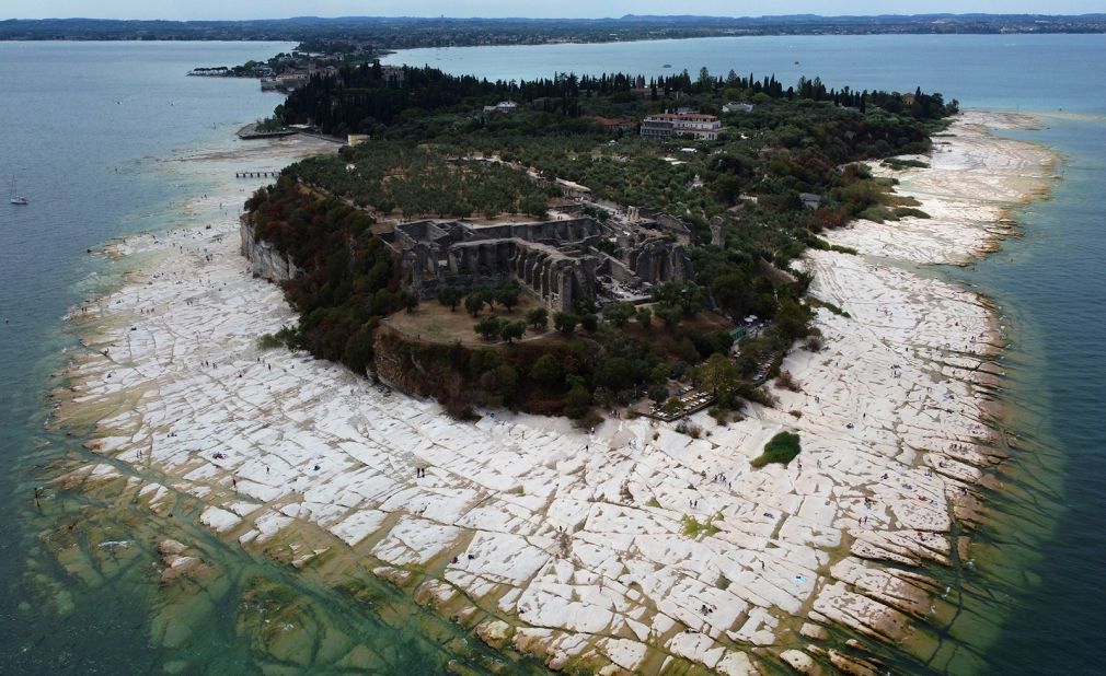 <strong>Facing ruin: </strong>Lake Garda is approaching historic lows, giving more land to the likes of Roman Sirmione.