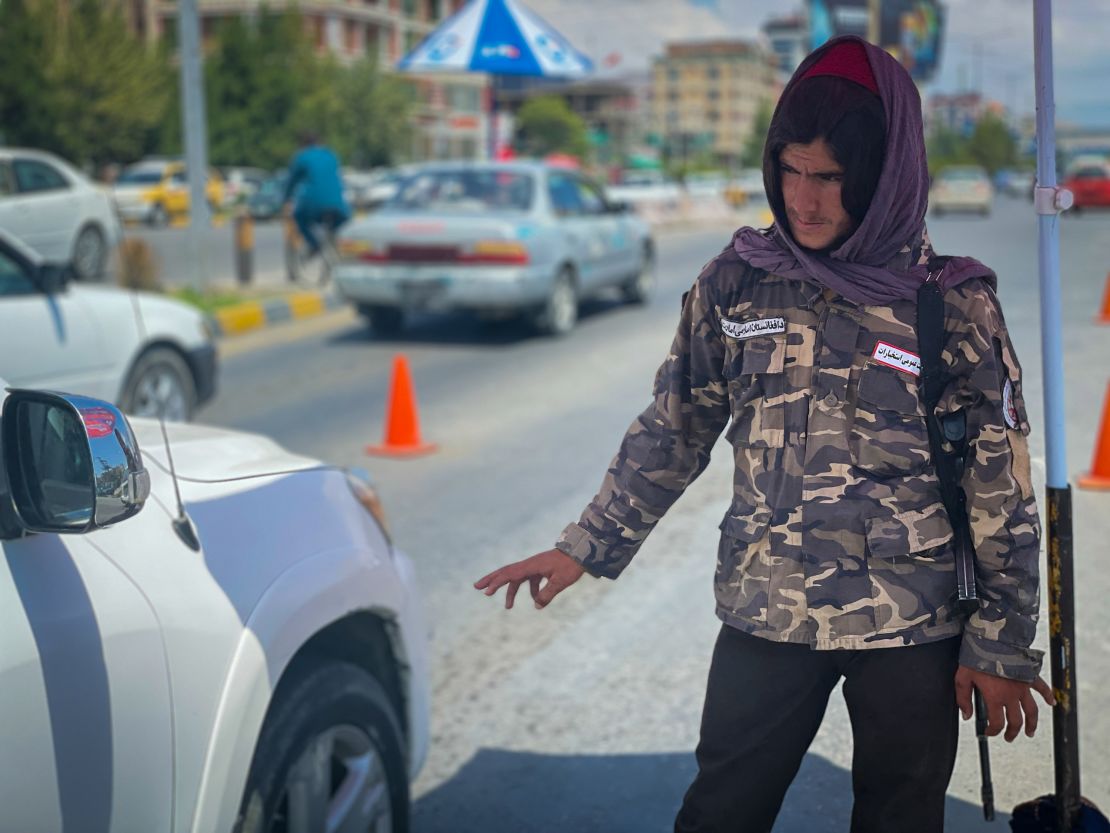 A vehicle checkpoint in Kabul.