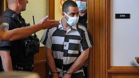 Hadi Matar arrives Saturday for an arraignment in the Chautauqua County Courthouse in New York.