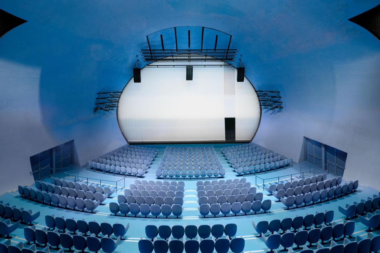 A view from inside the spherical Globe Playhouse.