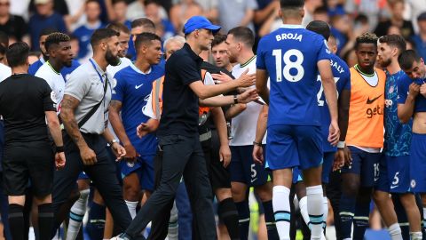 Players and staff separated the two managers at full-time.