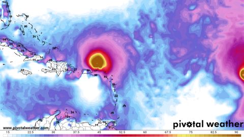 Forecast computer models like this image from an American Global Forecasting System, run early this morning, show a fantasy storm in two weeks. While not out of the question, this exact scenario playing out is not likely.