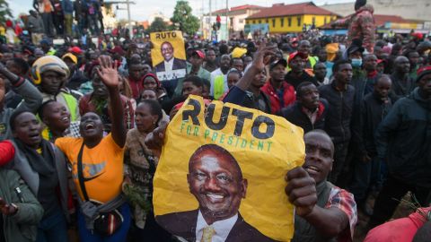 Supporters of Kenyan President-elect William Ruto celebrate in Eldoret on August 15, 2022.