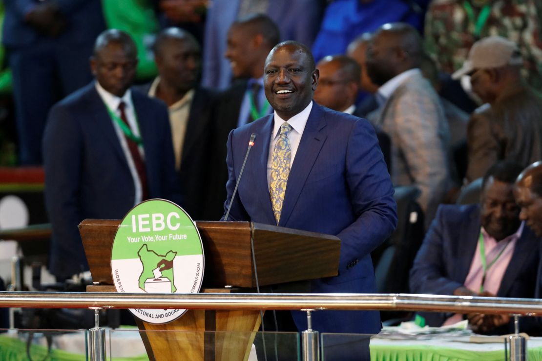 Ruto speaks after being declared the winner of Kenya's presidential election, at the IEBC National Tallying Centre at the Bomas of Kenya, in Nairobi, Kenya August 15, 2022. 