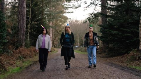 (From left) Sarah Greene, Sharon Horgan and Eve Hewson are shown in a scene from "Bad Sisters" on Apple TV+.