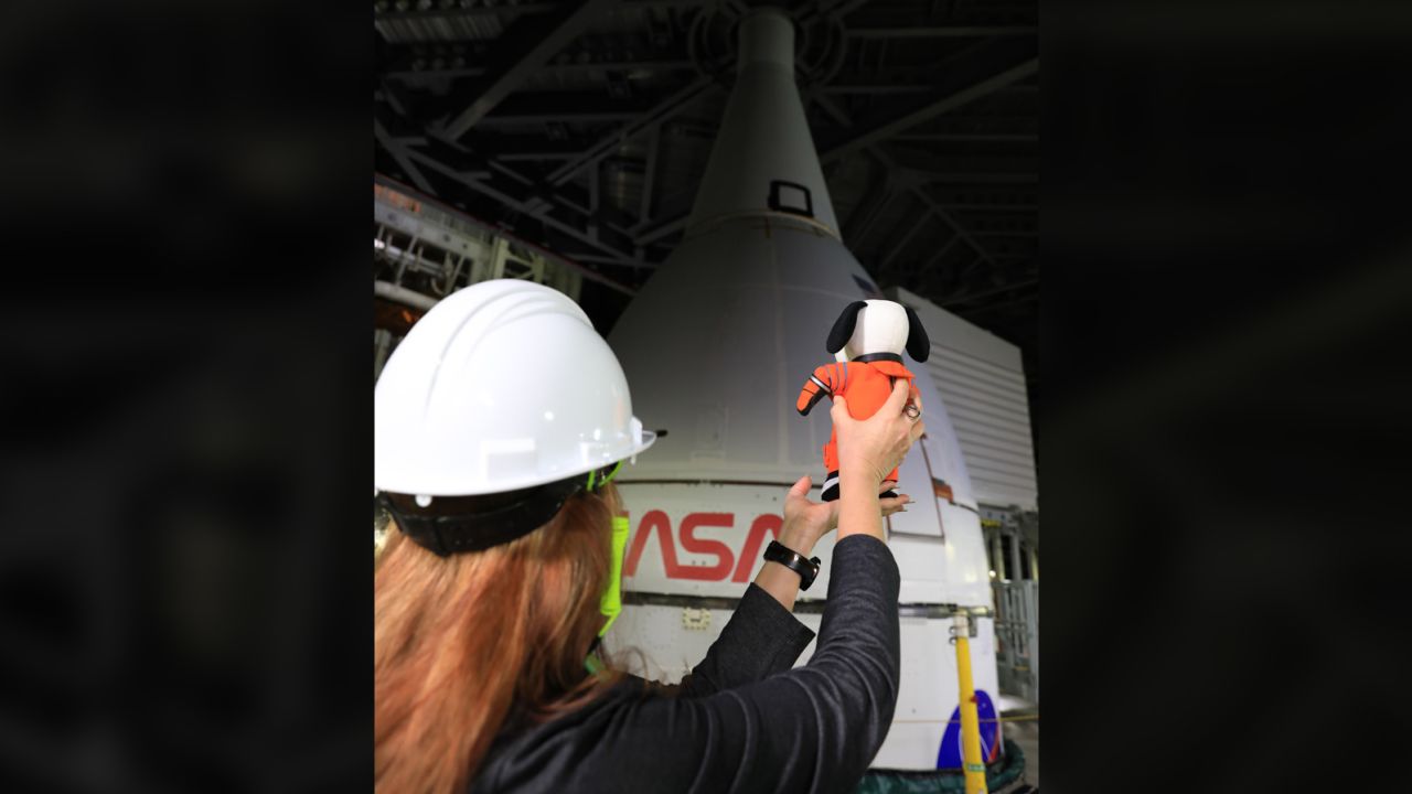 Snoopy previewed the Artemis I rocket and spacecraft in December.