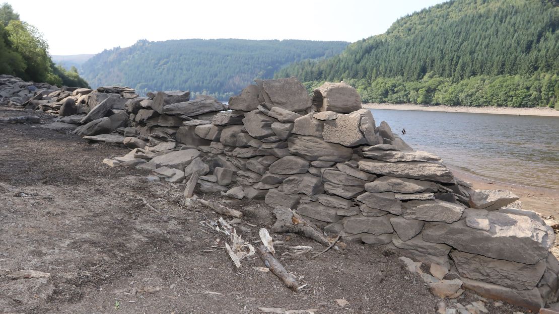 Among Llanwddyn's ruins are remnants of roads and houses.