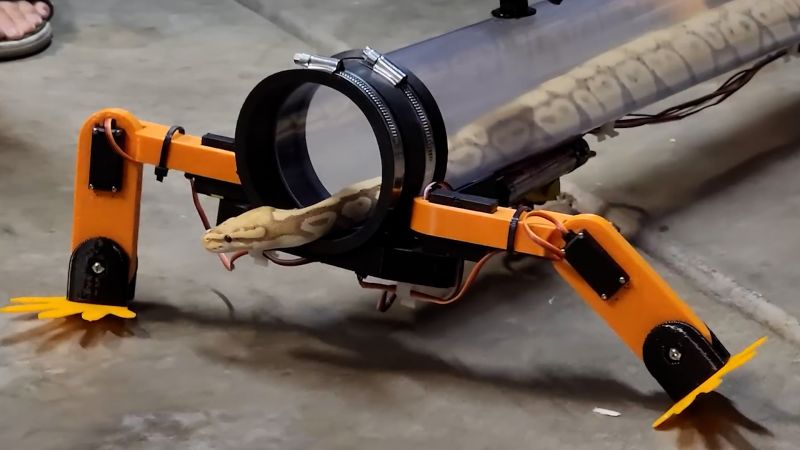 Watch snake walk using robotic legs