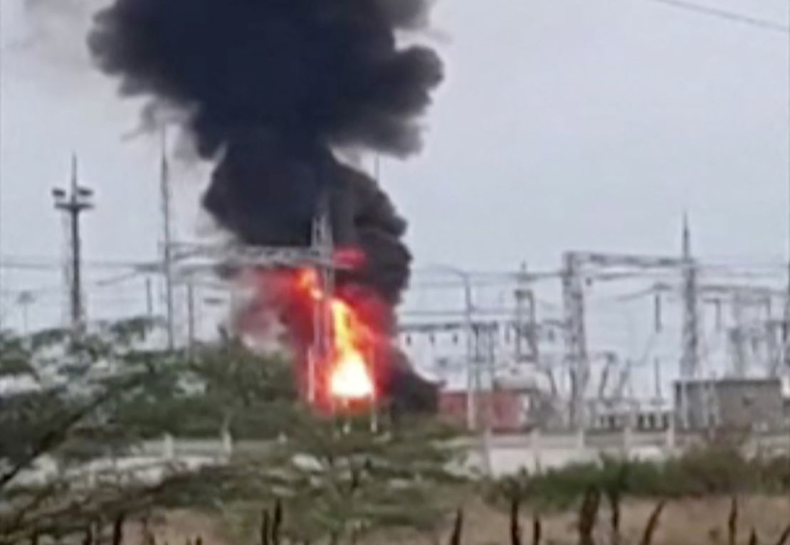 Smoke rises from an electric substation in Crimea on Tuesday.