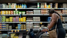 A customer shops for eggs in a Kroger grocery store on August 15, 2022 in Houston, Texas. Egg prices steadily climb in the U.S. as inflation continues impacting grocery stores nationwide. 