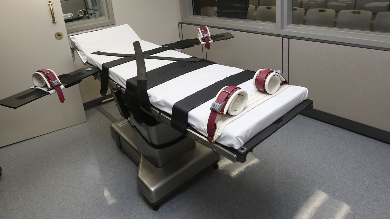 A gurney in the execution chamber at the Oklahoma State Penitentiary in McAlester is seen in 2014.