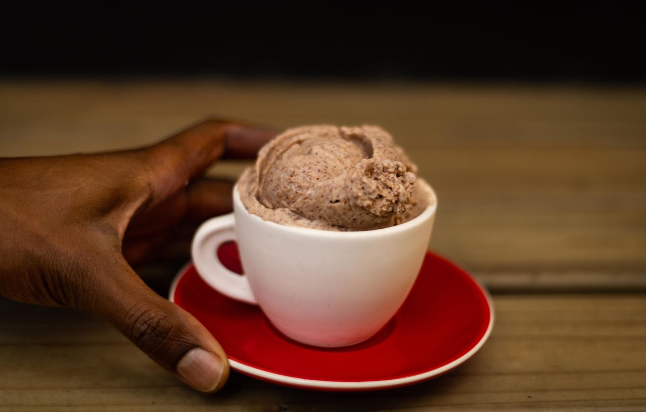 Malted millet ice cream. Millet, a drought resistant cereal, is a key crop in many semi-arid regions in Africa.