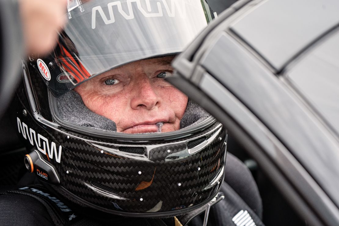 Sam Schmidt blows into a tube to accelerate and sucks to brake.