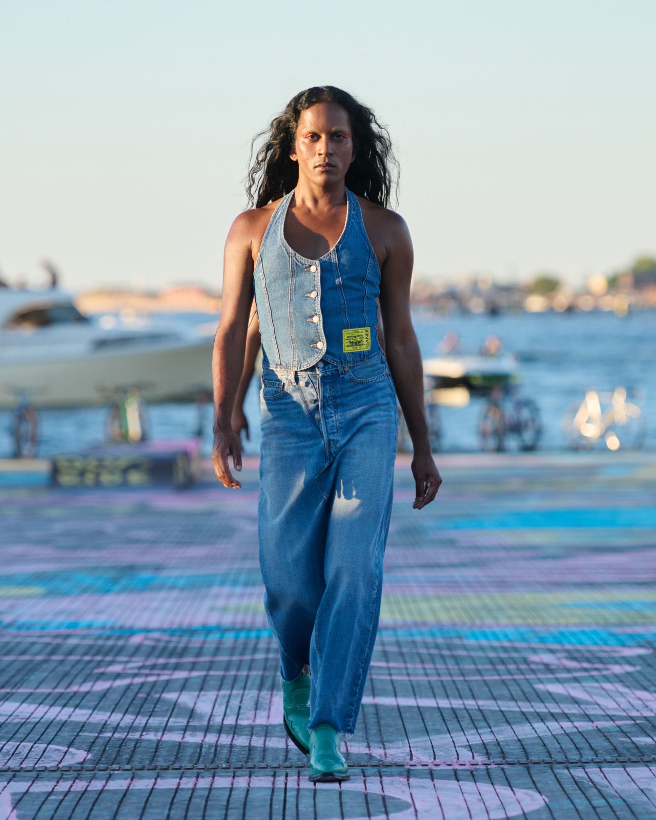 Non-binary model and activist Richie Shazam walked the runway in an all-denim look.