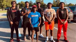 Rome High School students (L-R) Cesar Parker, Treyvon Adams, Antwion Carey, Messiah Daniels, Tyson Brown, and Alto Moore rescued a woman from her car after an accident near the school on August 12.