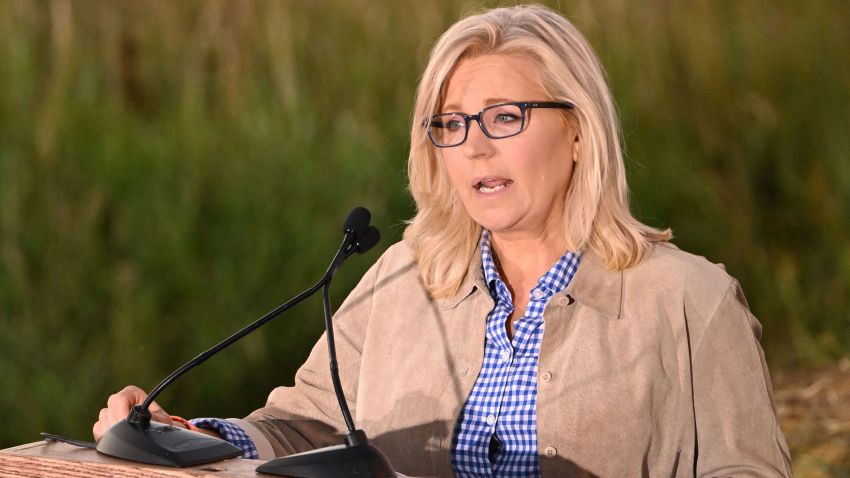 US Representative Liz Cheney (R-WY) speaks to supporters at an election night event during the Wyoming primary election at Mead Ranch in Jackson, Wyoming on August 16, 2022. - Republican dissident Liz Cheney lost her US Congress seat August 16 to an election-denying conspiracy theorist, US networks projected, in the latest signal of her party's disavowal of traditional conservatism in favor of Donald Trump's hardline "America First" movement.