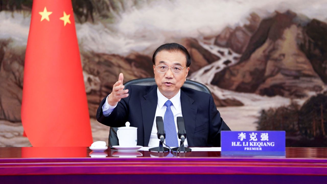 Chinese Premier Li Keqiang meets with Klaus Schwab, executive chairman of the World Economic Forum WEF, via video link at the Great Hall of the People in Beijing, capital of China, July 19, 2022.