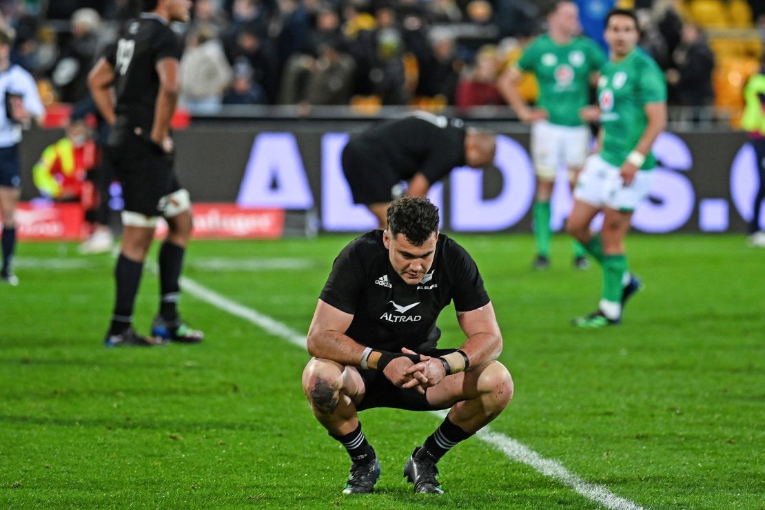 New Zealand's David Havili reacts after his side was defeated by Ireland at home, sealing a first home series loss in almost three decades.