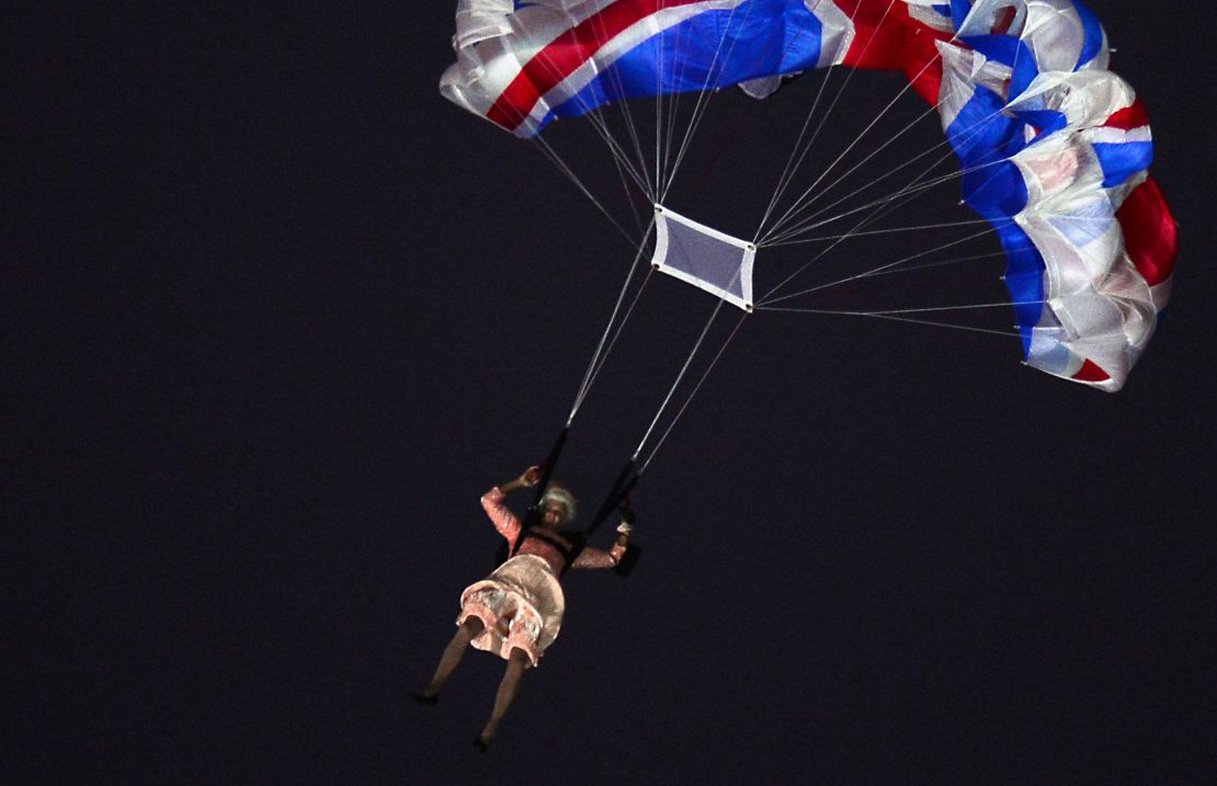 Connery dressed as Queen Elizabeth II during the London 2012 Olympic opening ceremony.