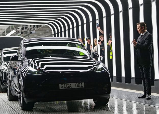 Musk attends the opening of a <a href="index.php?page=&url=https%3A%2F%2Fwww.cnn.com%2F2022%2F03%2F22%2Fcars%2Ftesla-berlin-factory%2Findex.html" target="_blank">new Tesla factory</a> in Grünheide, Germany, in March 2022. Tesla will reportedly produce as many as 500,000 vehicles a year at the plant.